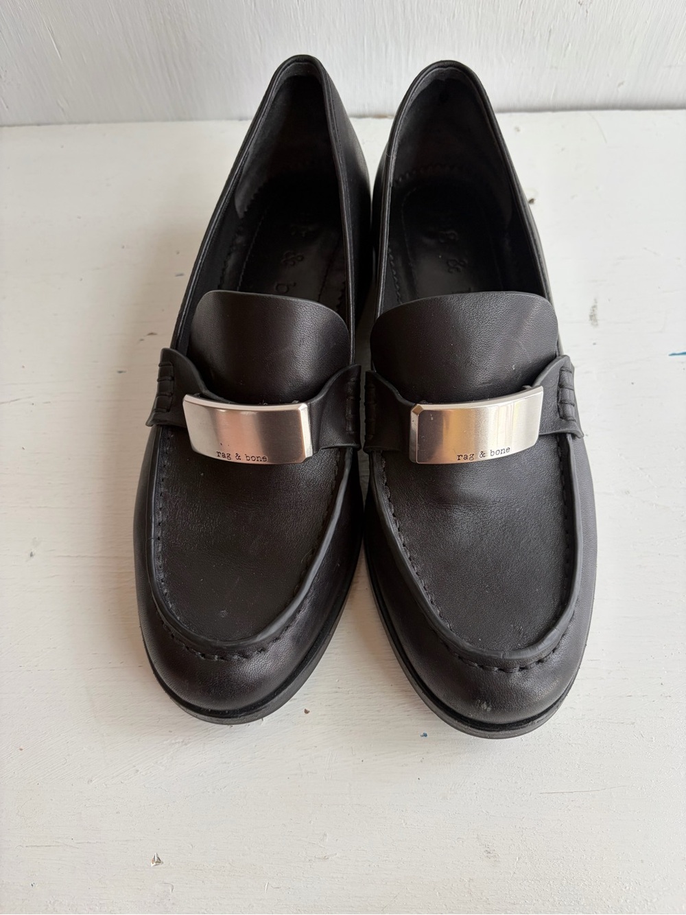 rag & bone Canter Black Leather Loafers – Metal Buckle - Picture 3 of 11